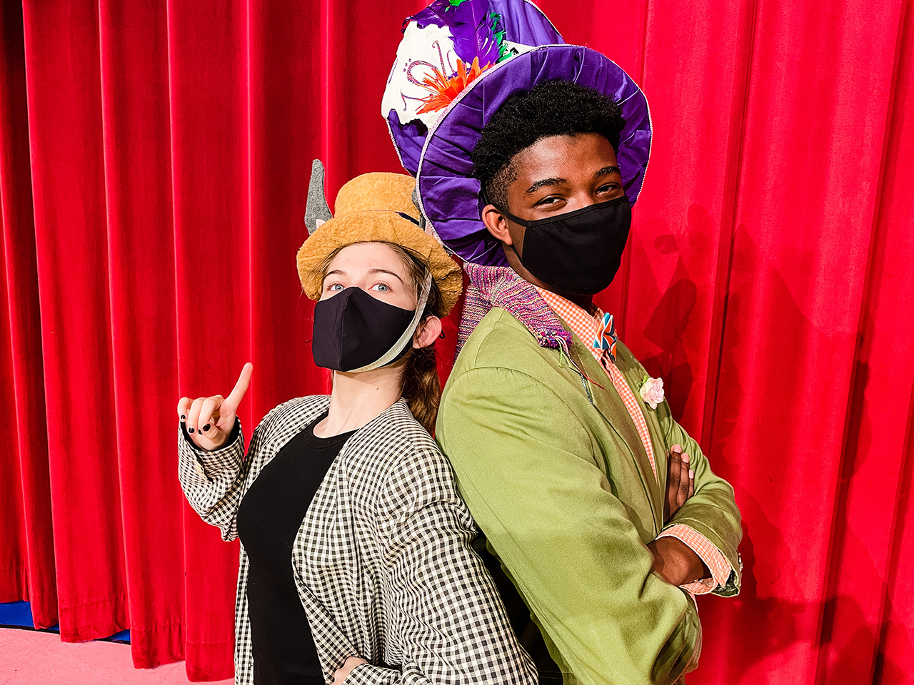 Megan Cobley as the March Hare and TC Nanna as the Mad Hatter
